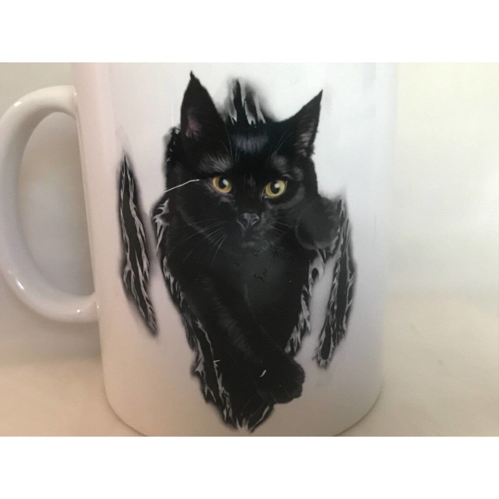 ORCA Coatings "Black Cat" coffee/tea white mug/Cup HTF